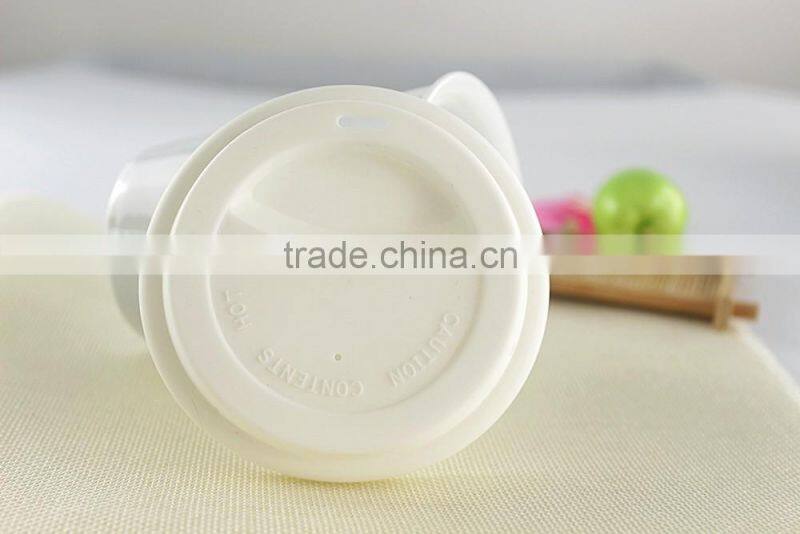 Christmas wholesale cheap Double wall ceramic tumblers, travel coffee mug with silicone lid