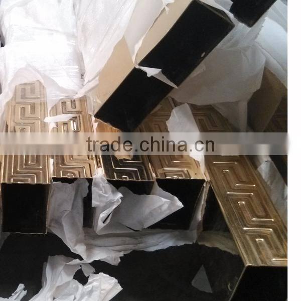 Foshan 304 Embossed Golden Color Stainless Steel Pipe and Tube for decoration