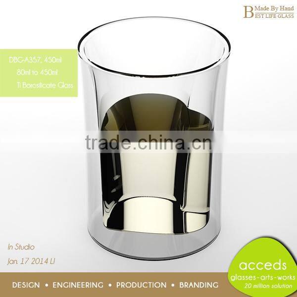 Unique Shaped Coffee Tea Double Wall Milk Glass Cup