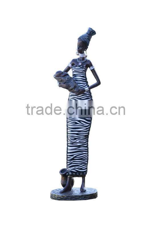 home decoration resin with fabric african family tourist souvenir