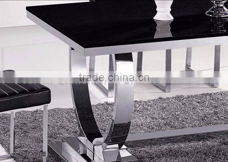 fashionable silver frame dining table with marble top