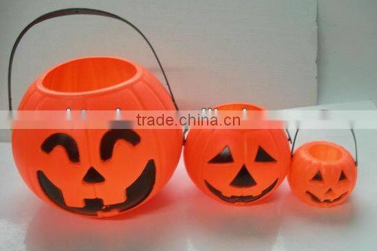 Hot selling plastic Halloween decoration pumpkin led light bucket