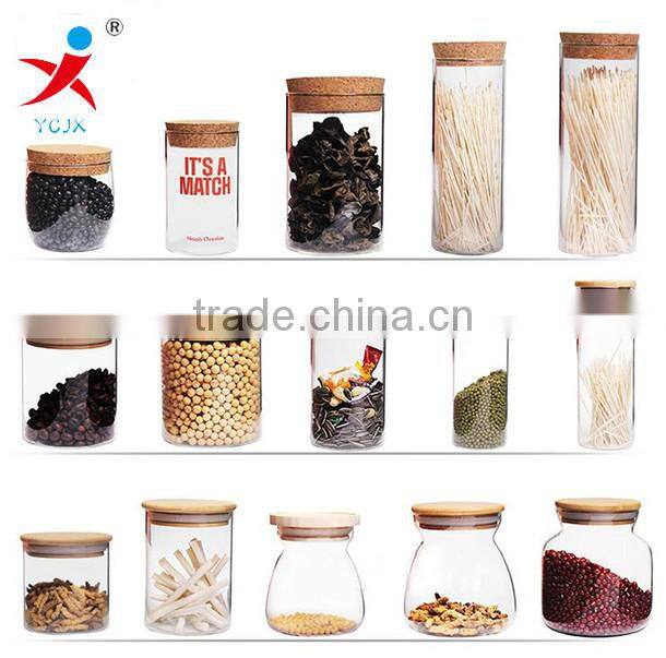 Different Volumes Glass Jars With Wood or bamboo covering