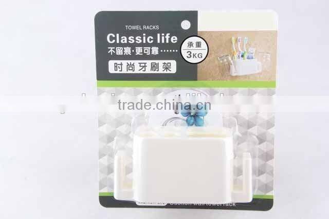 Sticking hook type with 5 holes and 2 hooks plastic toothbrush holder