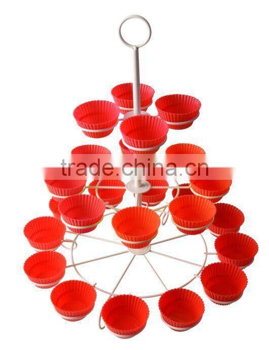 colorful 3-tier wire metal iron rack with the silicone cup- Cupcake Stand/holder-silicone cake mould