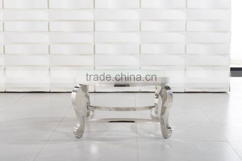 CT07R metal base stainless steel marble top round coffee table