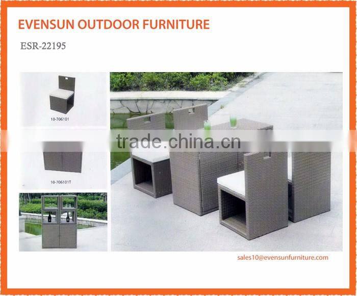 Italian style outdoor wicker rattan 4 seats cafe table set rattan coffee table set