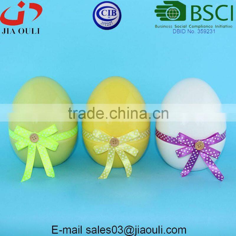 Easter decorations Ceramic Spring Eggs with ribbon bowknot