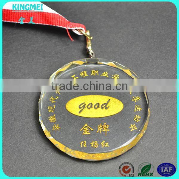 KM-XP09 2016 new arrival round shape small glass crystal medal