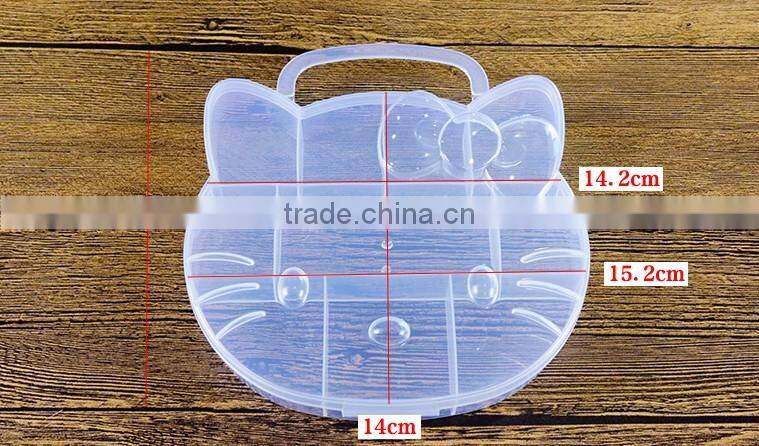 PP Plastic CAT Animal Shaped Cartoon Beads Clear Storage Box boxes with Handle