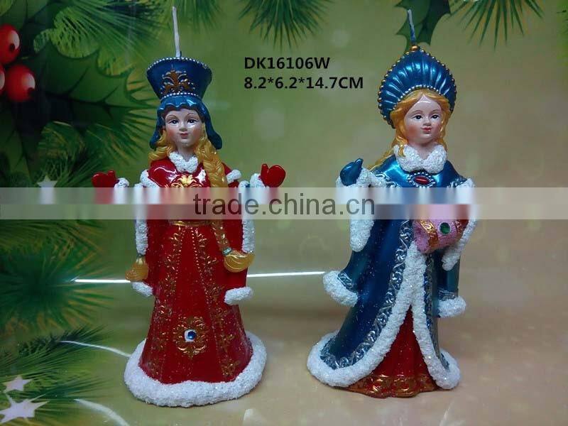 christmas beautiful girl carved candle deocration