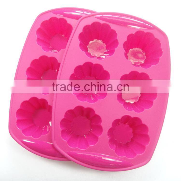Nice 6 cavity Rose shaped silicone cake pan | cake mold