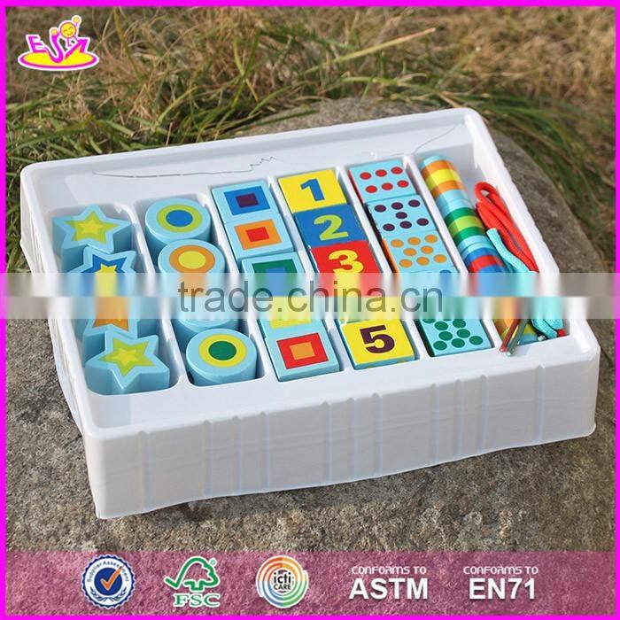 2017 New design toddlers educational wooden lacing toys W11E065