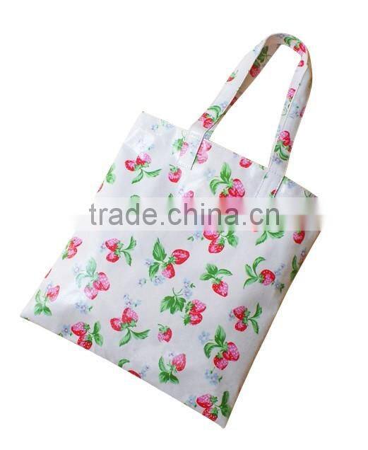 Women's PVC Coated Cotton Polka Dot Shopping bag(Z-PC-001)