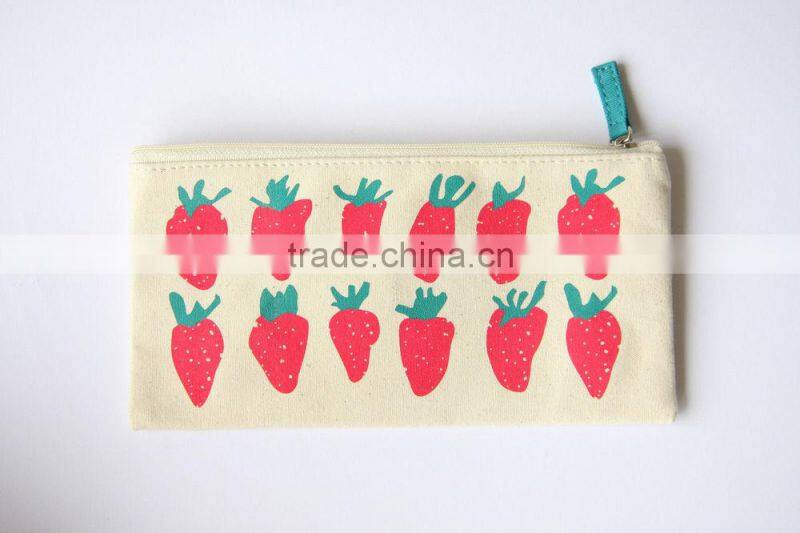 Strawberry Print Ladies Toiletry Handbag Cosmetic Cotton Case Bag Organiser Bag