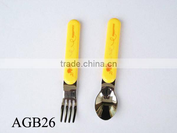 2015 Graceful cute spoon fork cutlery gift set colorful handle
