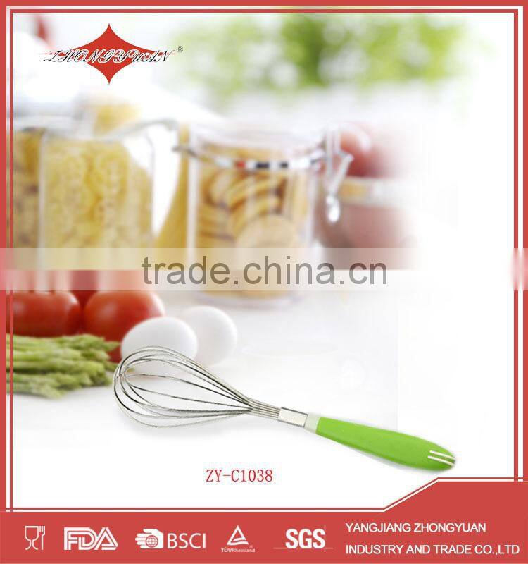 10 inches Stainless steel egg beater with plastic handle