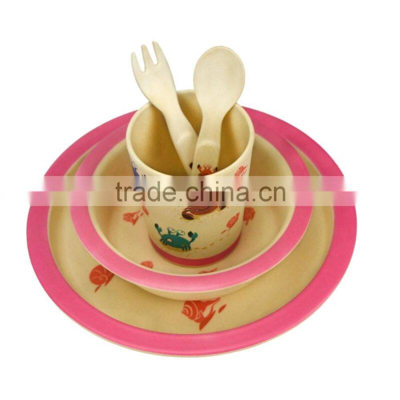 Wholesale Dishes Plate Set For Baby Kids Bamboo Fiber Dining Plate Set