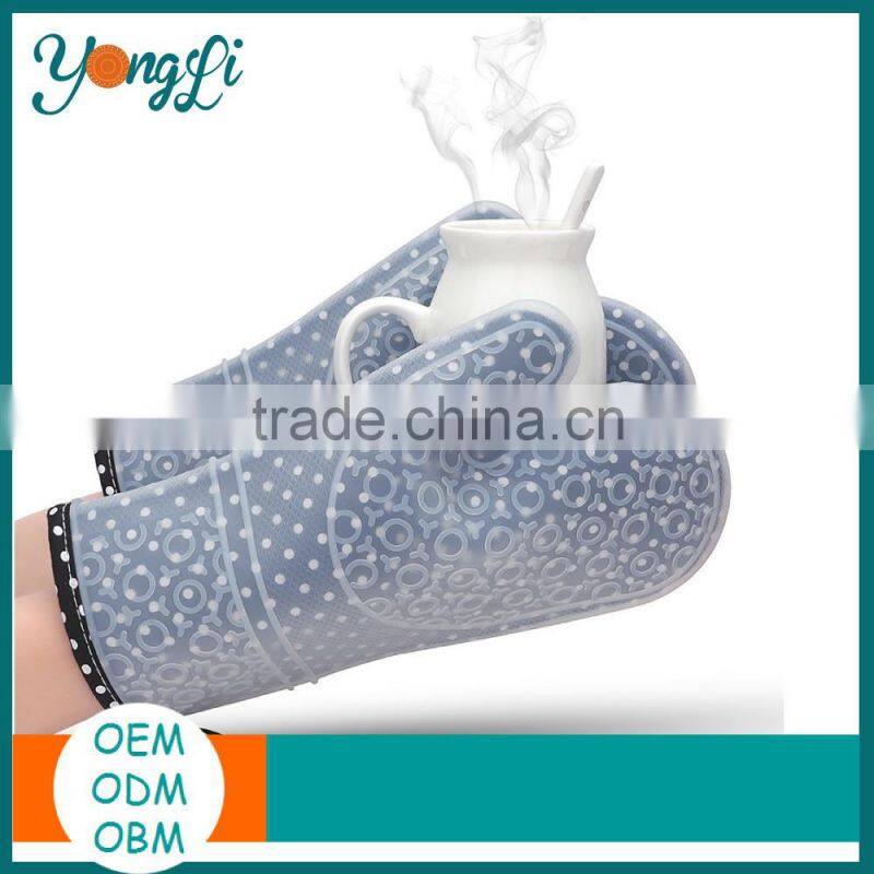 Food Grade Grill / Oven Usage and Custom Printed Style Cotton Silicone Oven Mitts