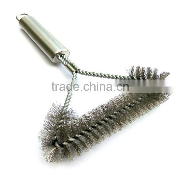 Amazon hotsale 12" steel wire cleaning bbq grill brush with steel handle