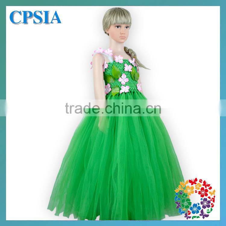 2015 High quality dresses Sleeveless green one piece girls party dresses girls long dresses