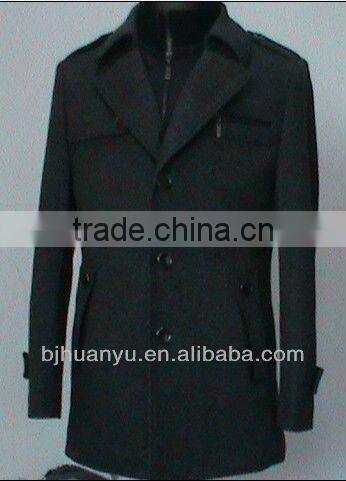 Men Spring and Autumn thick Black wool blended jacket 2014