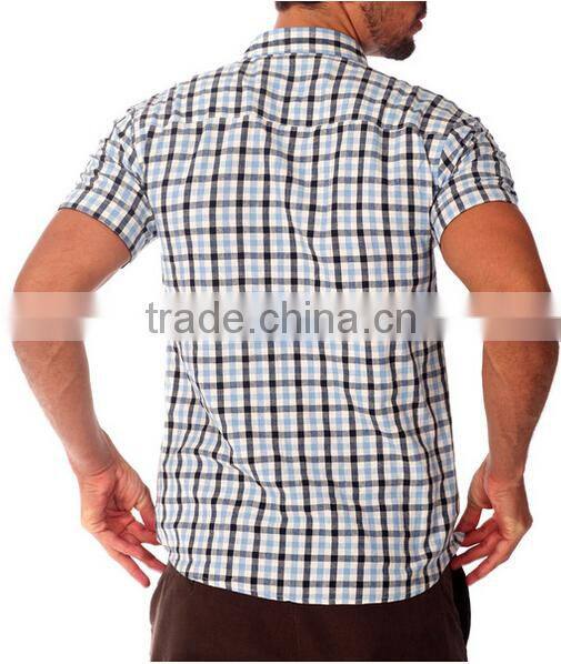 Something Strong Men's Blue Plaid Cotton Shirt