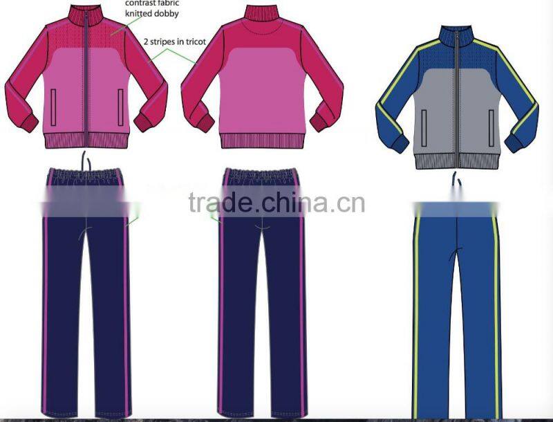 20,000 sets STOCKLOTS Factory Sport wear suit Mens Women's 220g polytricot fabric stocks