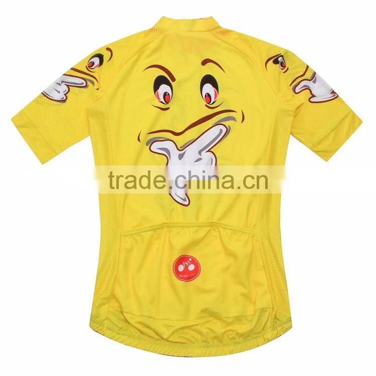 OEM sports wear factory bright yellow lovely Comics cycling jersey mens