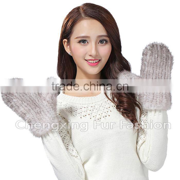 CX-A-60Q 2016 Wholesale Genuine Knitted Mink Fur Gloves