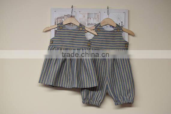 2017 Cheap stripe dress mathing jumpsuit 3 year old girl two piece party designer dress