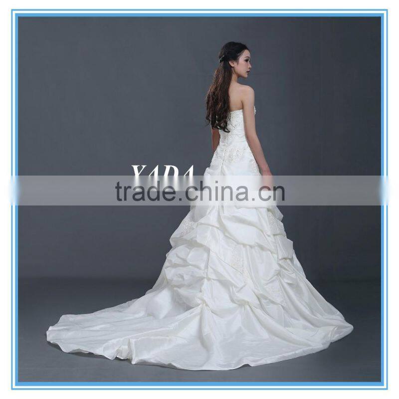 Taffeta Off Shoulder Ruched A Line Floor Length Beaded Mermaid Wedding Dress