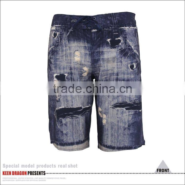 Fake Denim Print Private Lable Board Shorts Manufacturer Tie Dye Board Shorts