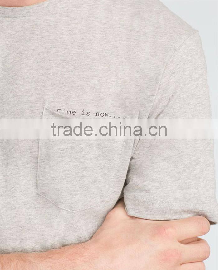 Mens casual polyester blank t shirt with pocket