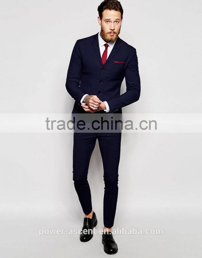 2016 men's new designer super skinny four bottons navy suit jacket