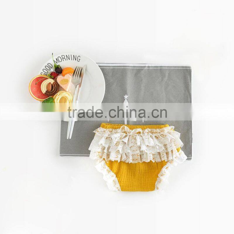 Plain weave cotton bloomer lace frontals ruffle diaper cover newborn to 24 month baby wear