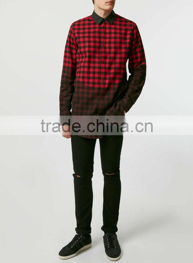 mans extra long plaid dyed shirts latest design