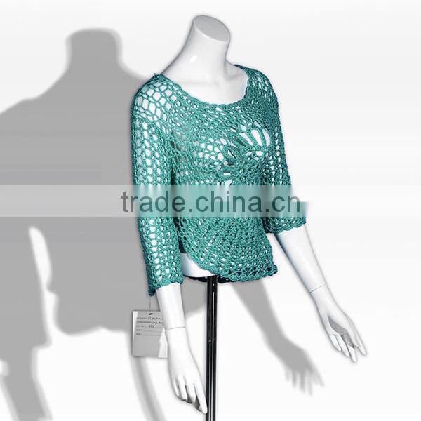 latest ladies green print sleeveless knitwear