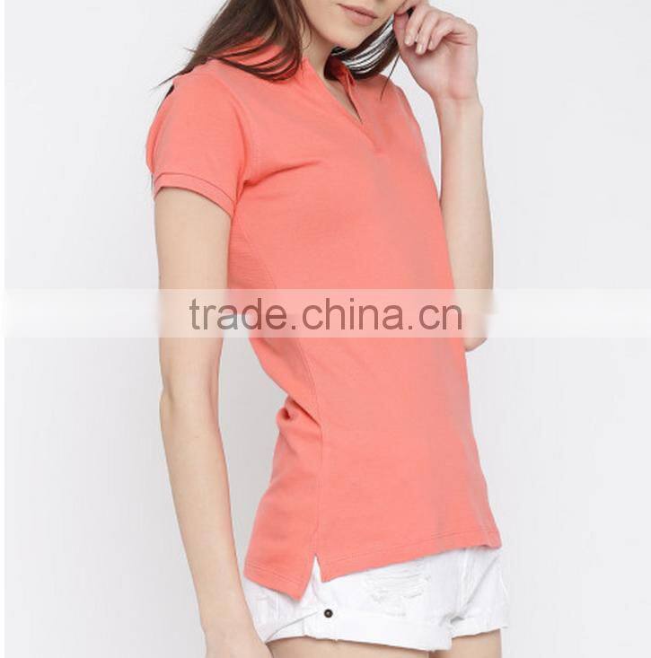 Women short sleeve polo t-shirt solid polo collar shirt wholesale china