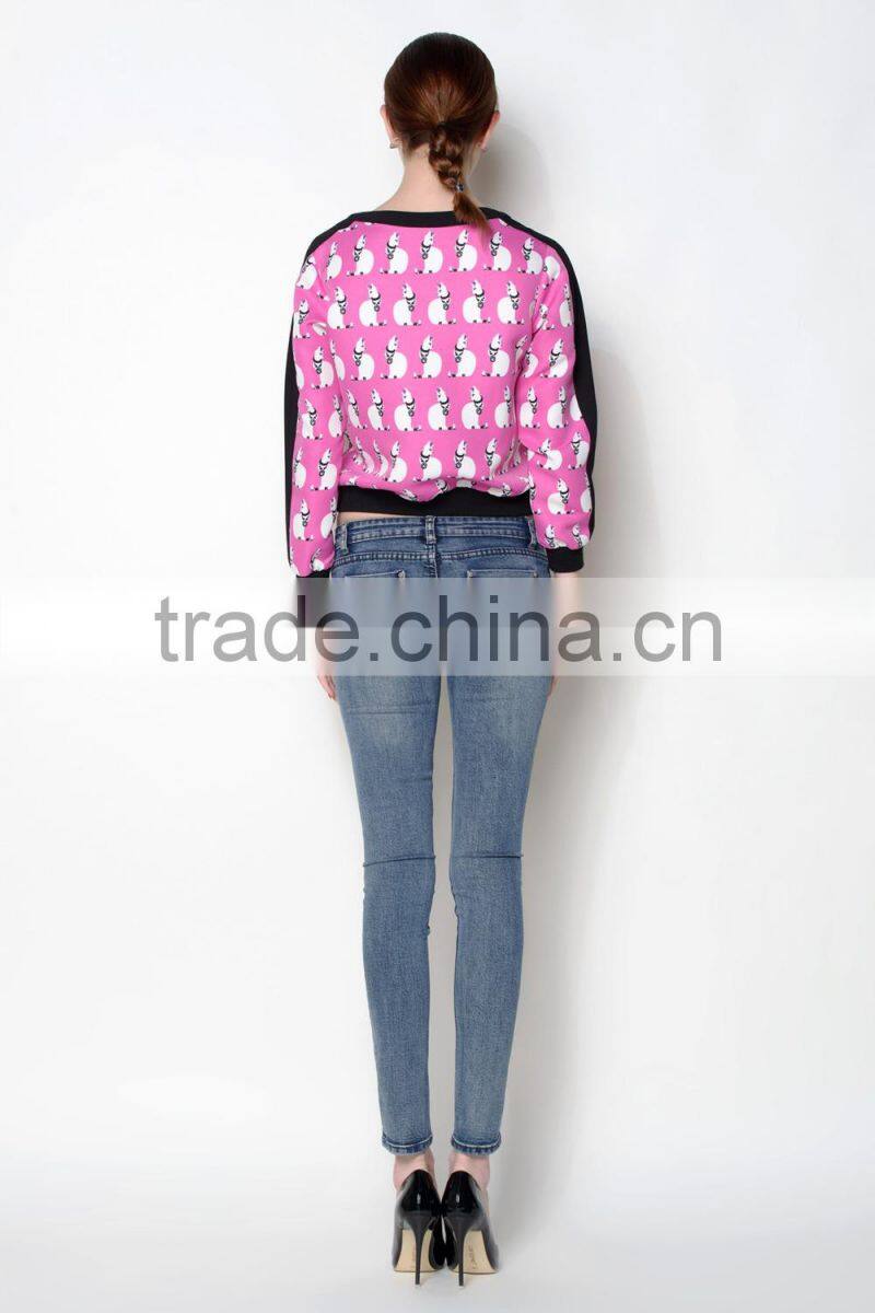 Latest autumn casual digital printed OEM women latest fashion blouse design