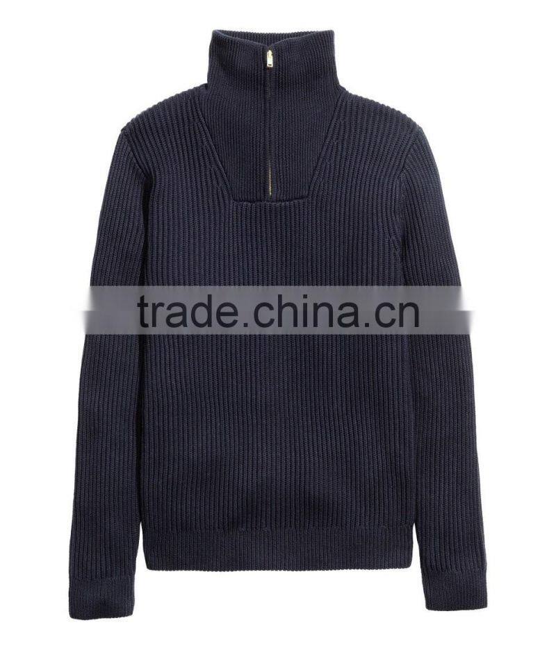55% acrylic, 45% cotton polo sweater pullover men half zip sweater