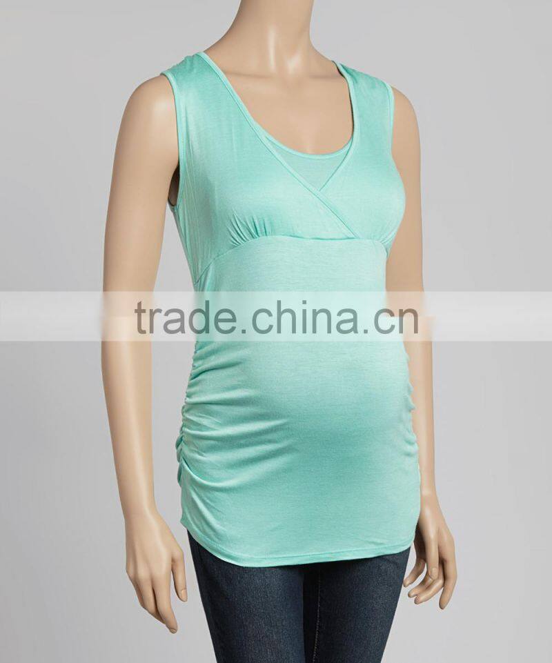 New Summer Mint Maternity Sleeveless Tops Soft Maternity Tees Women Clothing WT80817-23