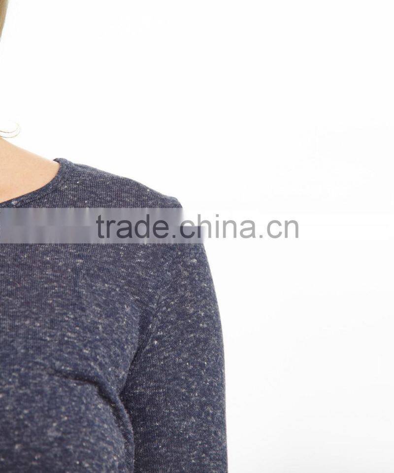 Clearence Long Sleeve Maternity T-Shirt With Navy Heather Cutout-Back Maternity Tunic Tops Women Wear WT80817-65