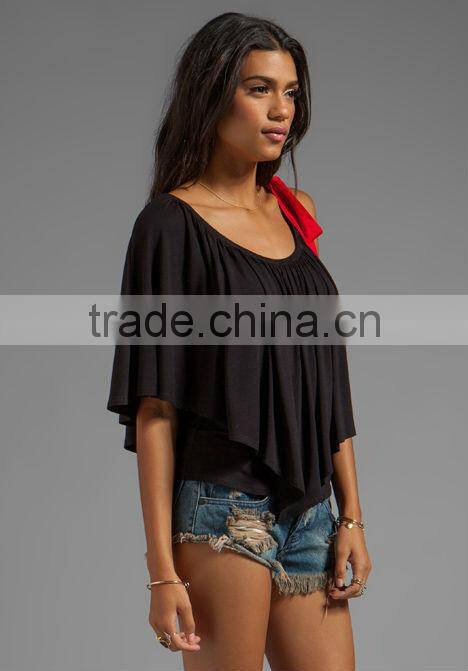 contrast color tie closure tops