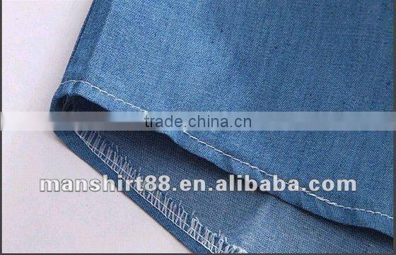 European American style Light blue 100% Organic cotton Denim Retro Cowboy shirt for men with S,M,L,XL,XXL