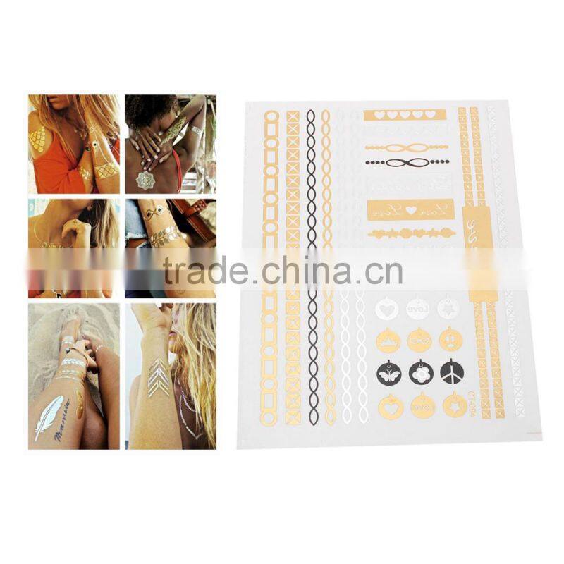 China Mixed Metallic Waterproof Temporary Tattoo Sticker For Sale