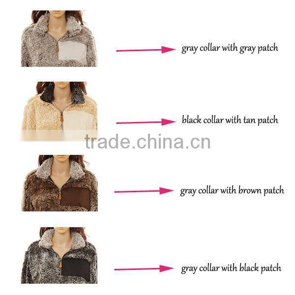 Wholesale Womens Frosted Collar Quarter Zip Sherpa Fleece Pullover