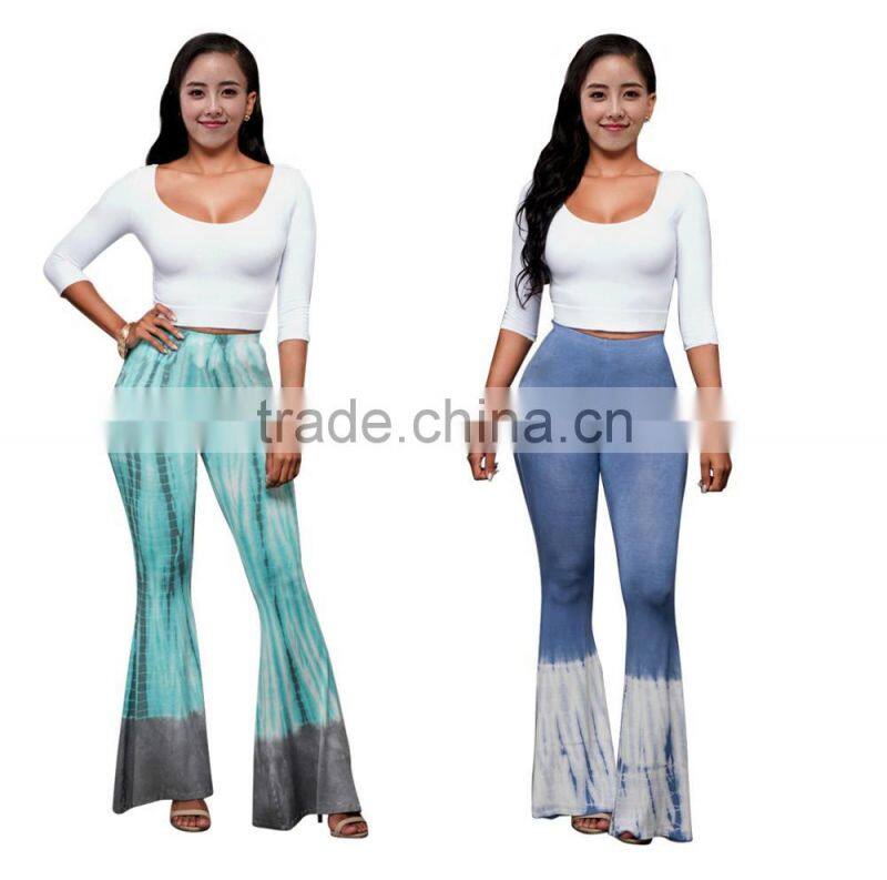 khaki gradient bell bottomed pants and top set /22 color xayn printed wide legging flare trousers and top two piece set