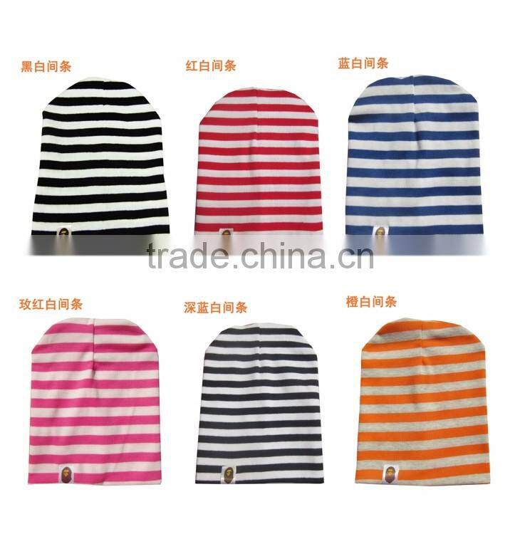 2016 hot stripe children crazy hats combed knit cotton baby caps and hats M6033108