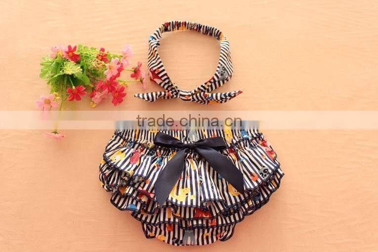 Wholesale cotton short bloomers baby girls animal shorts with bowknot